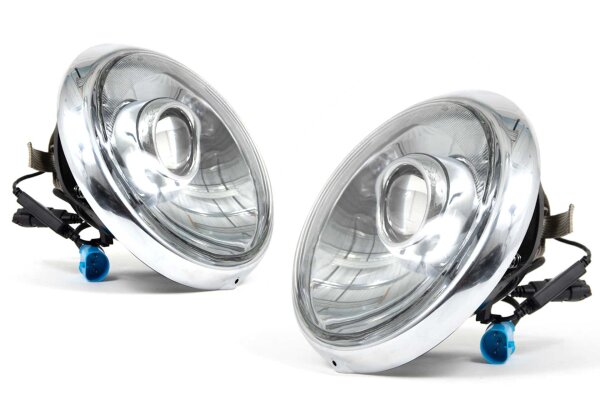 LED Scheinwerfer (Single Beam) für Porsche 911 / 964 - Chrom (Glas mit flachem Profil - klar)